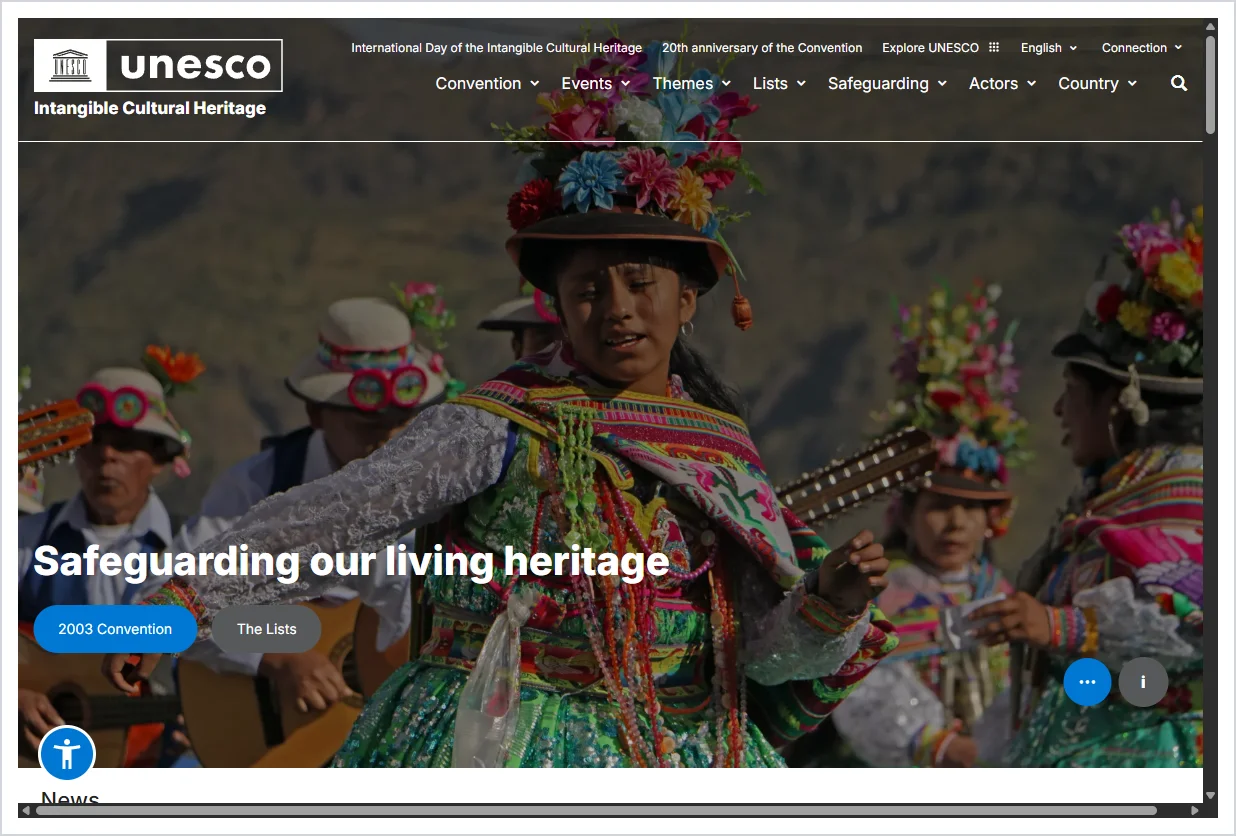 UNESCO 무형문화유산 홈페이지 바로가기 (ich.unesco.org)